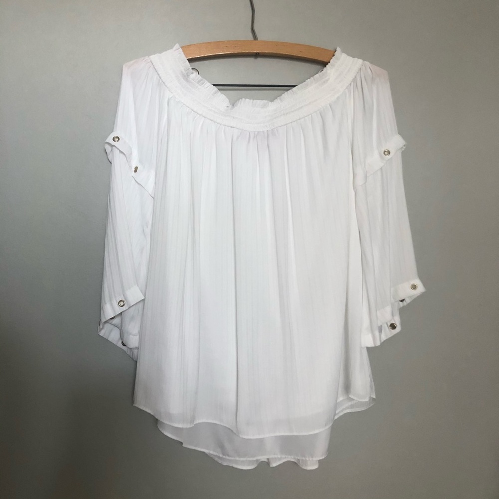 Jennifer Lopez JLo Boho White Off Shoulder Blouse